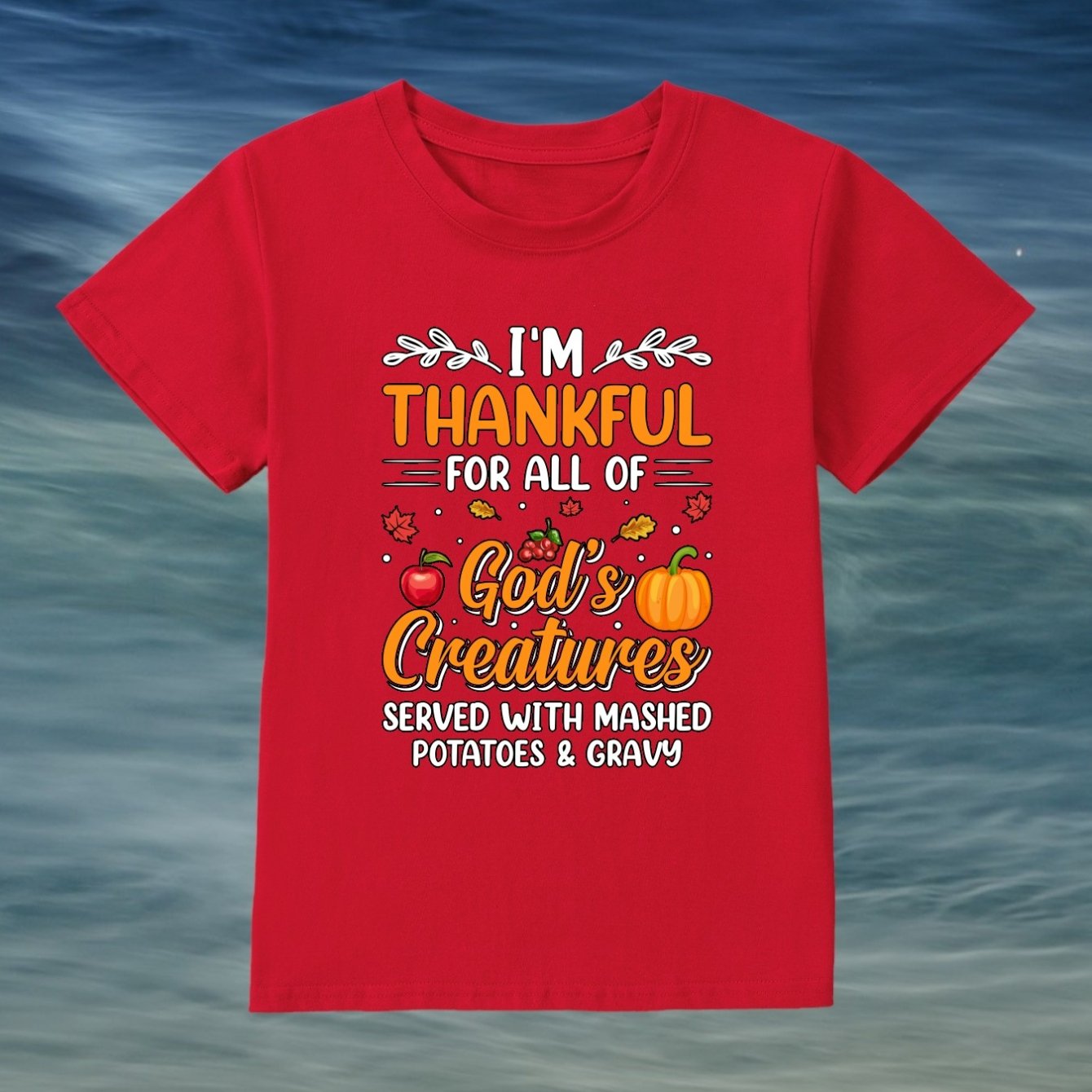I'm Thankful For All Of God's Creatures (thanksgiving themed) Youth Christian T-shirt claimedbygoddesigns
