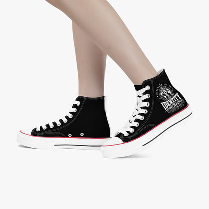 Identity Cannot Be Shaken unisex Christian high-top canvas sneakers, view 3