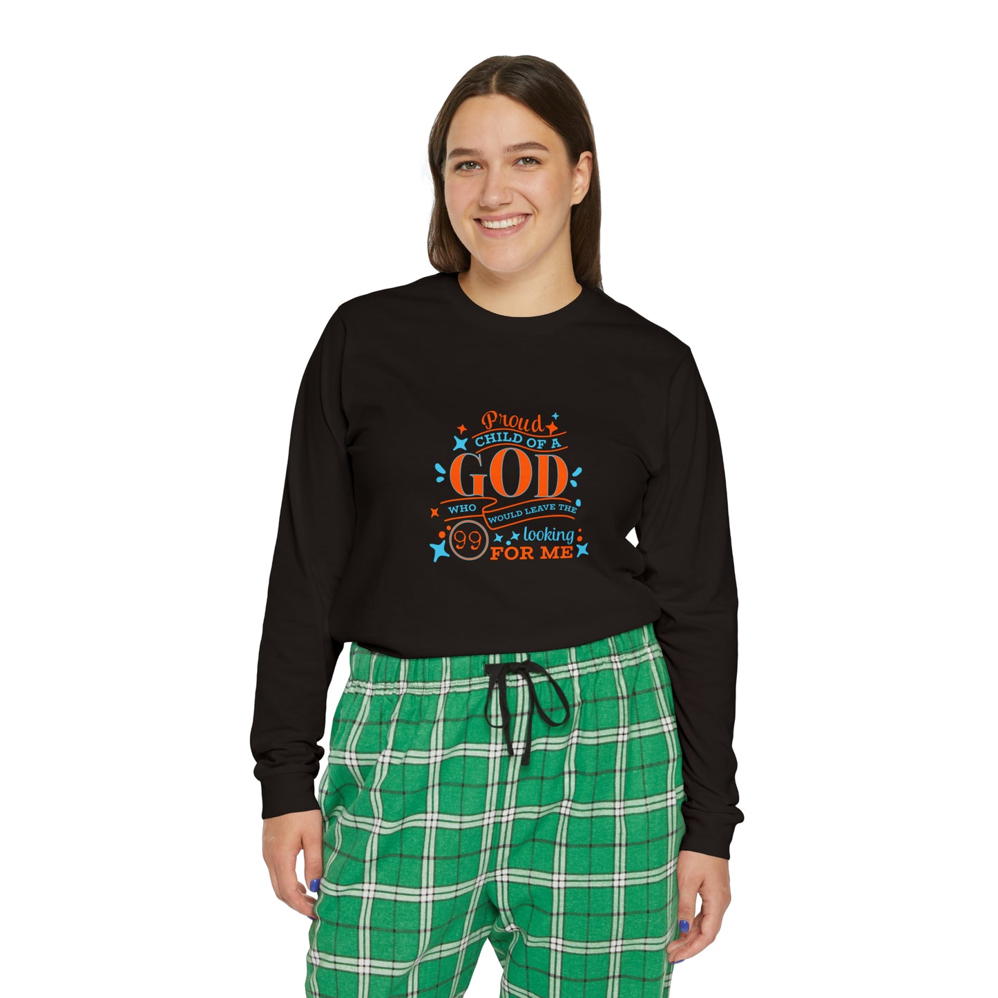 Proud Child Of A God Who Would Leave The 99 Looking For Me Women's Christian Long Sleeve Pajama Set Printify