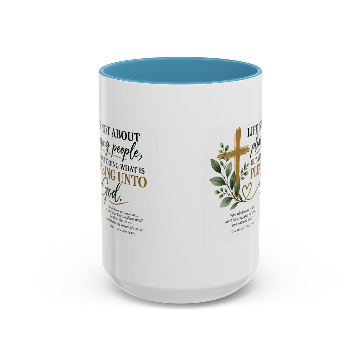 Christian Coffee Mug – "Pleasing Unto God" Inspirational Accent Mug (11/15oz)