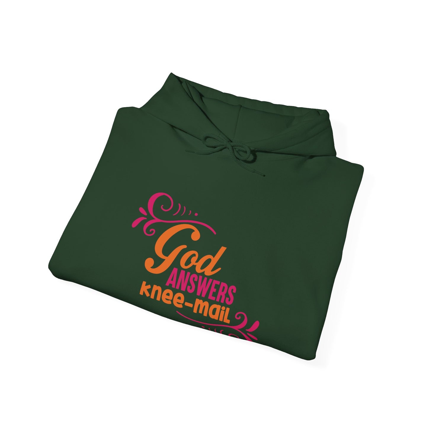 God Answers Knee Mail Funny Unisex Christian Hooded Pullover Sweatshirt