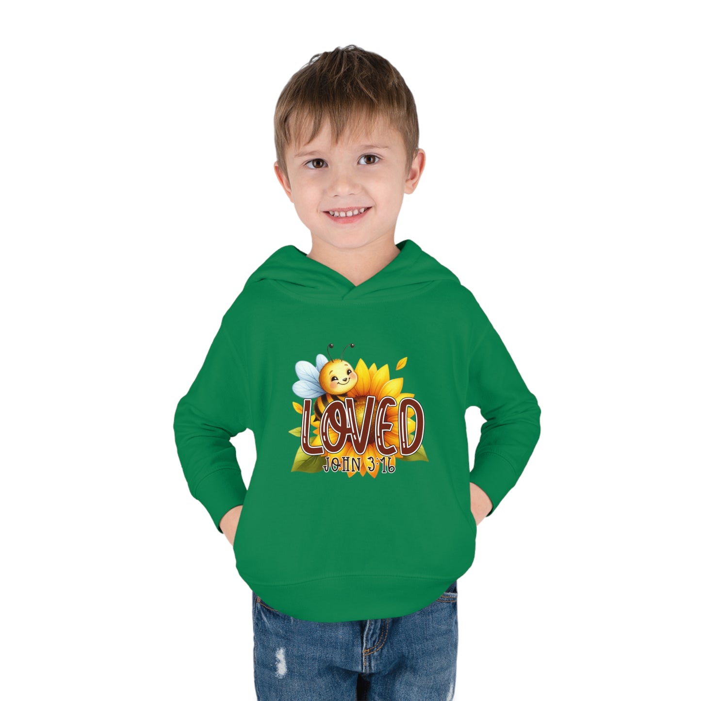 John 3:16 Loved Christian Toddler Pullover Fleece Hooded Sweatshirt