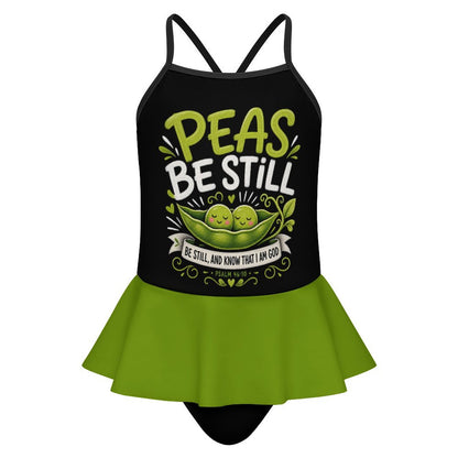 Peas Be Still Kids One‑Piece Ruffle Strap Christian Swimsuit