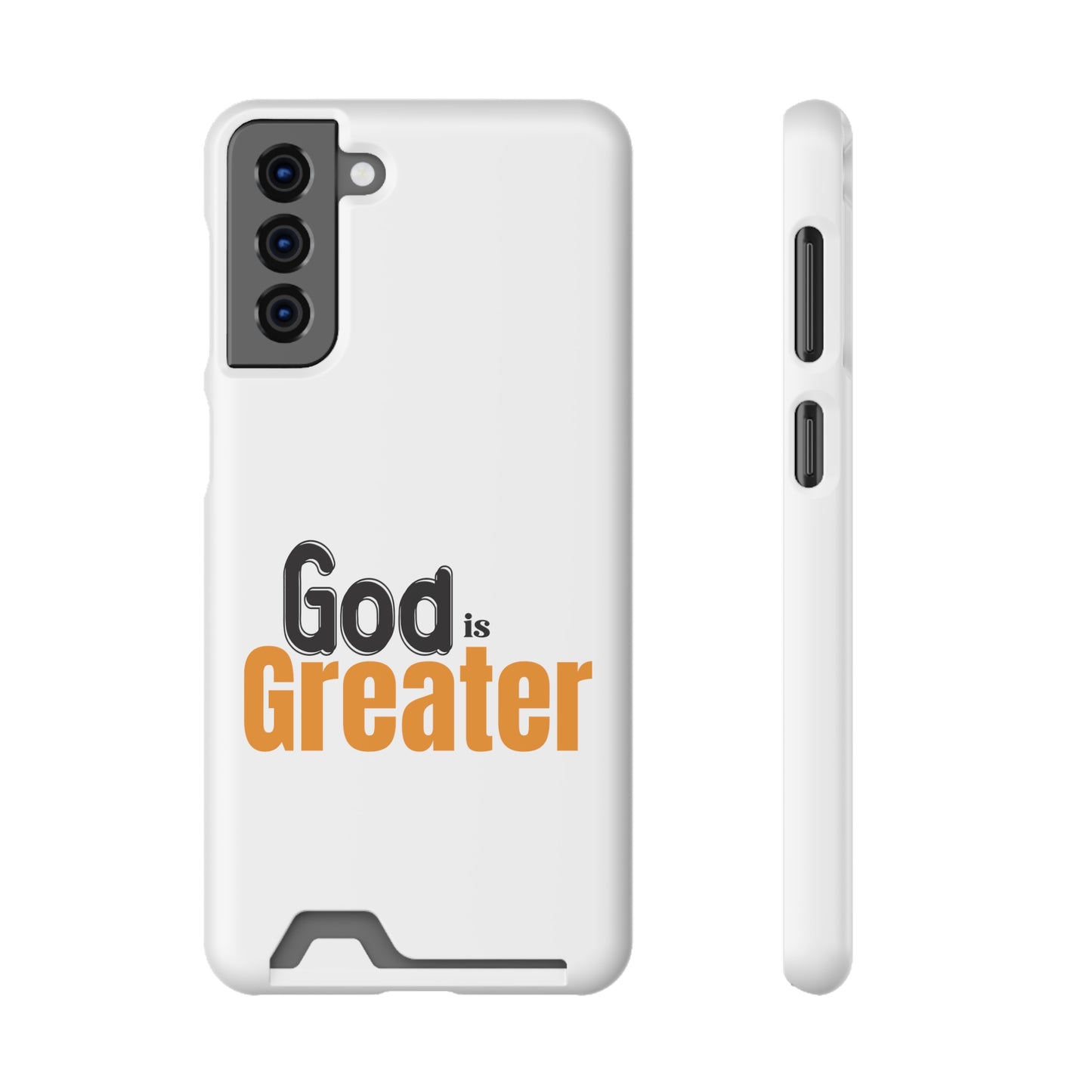 God Is Greater Christian Phone Case With Card Holder Printify