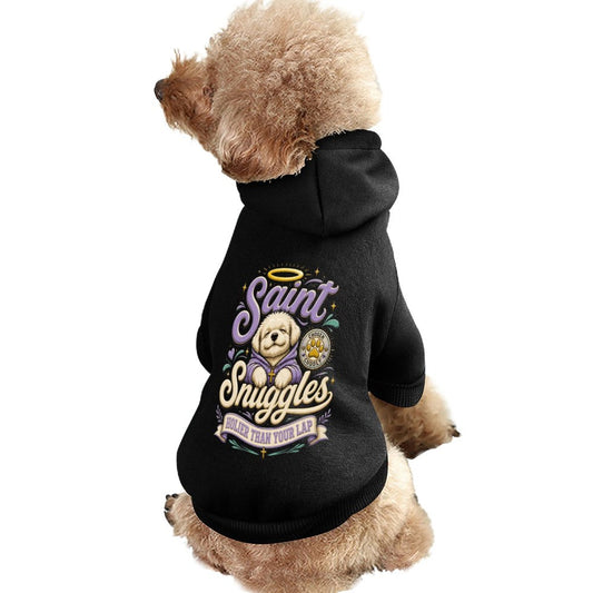 Saint Snuggles Holier Than Your Lap Christian Pet Hooded Pullover Sweatshirt Dog Hoodie Warm, Soft & Breathable - ClaimedbyGodDesigns