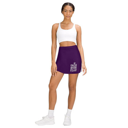 Faith Over Fear Women's Christian Anti-peep Skort with Pocket