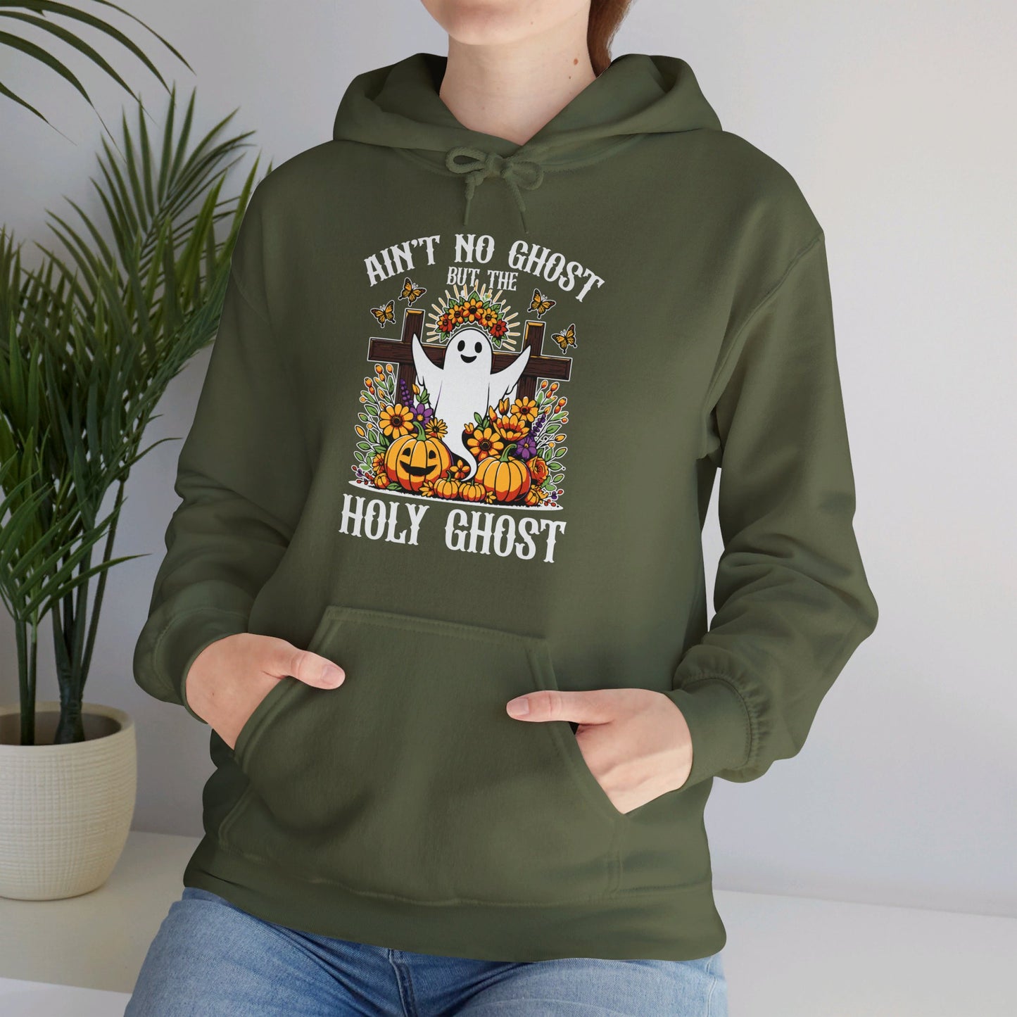 Ain't No Ghost But The Holy Ghost Halloween Unisex Christian Pullover Hooded Sweatshirt