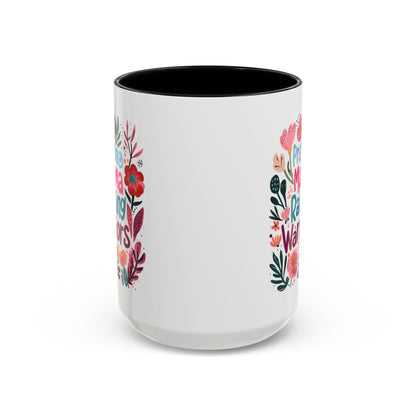 Floral Inspirational Coffee Accent Mug - Praying Mama Raising Warriors, Gift for Moms, Mother's Day Mug, Motivational Cup, Unique Kitchenware