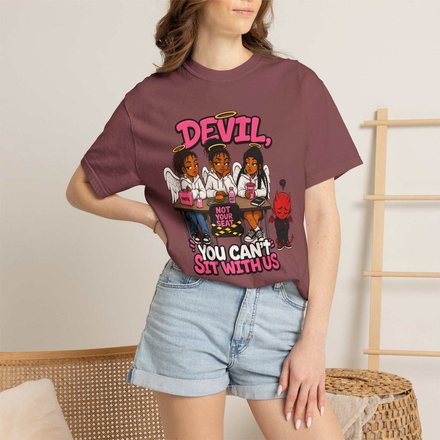 You Can't Sit With Us T-Shirt — 'Devil' Funny Girls Desk Graphic Tee