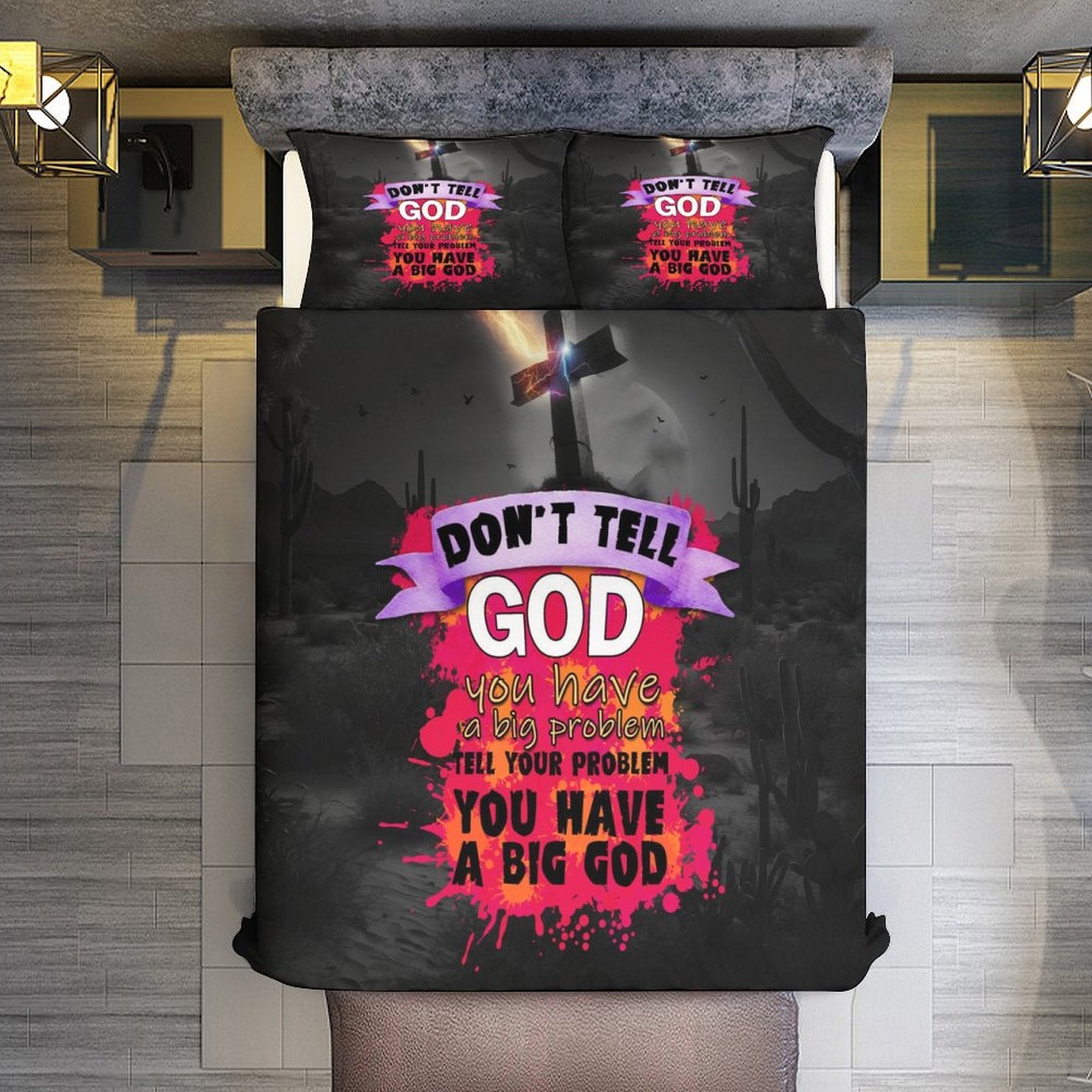 Tell Your Problem You Have A Big God 3-Piece Christian Comforter Bedding Set-86"×70"/ 218×177cm SALE-Personal Design