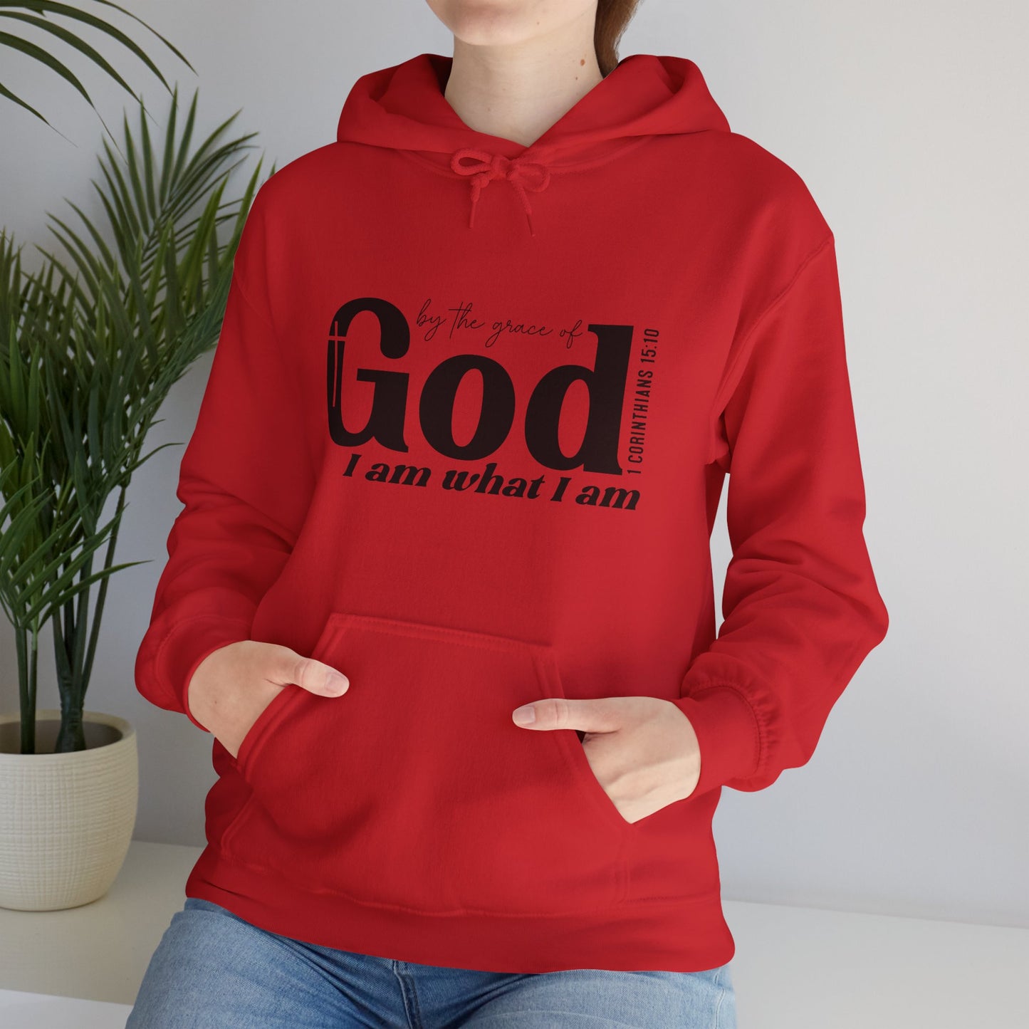 1 Corinthians 15:10 By The Grace Of God I Am What I Am Unisex Christian Pullover Hooded Sweatshirt