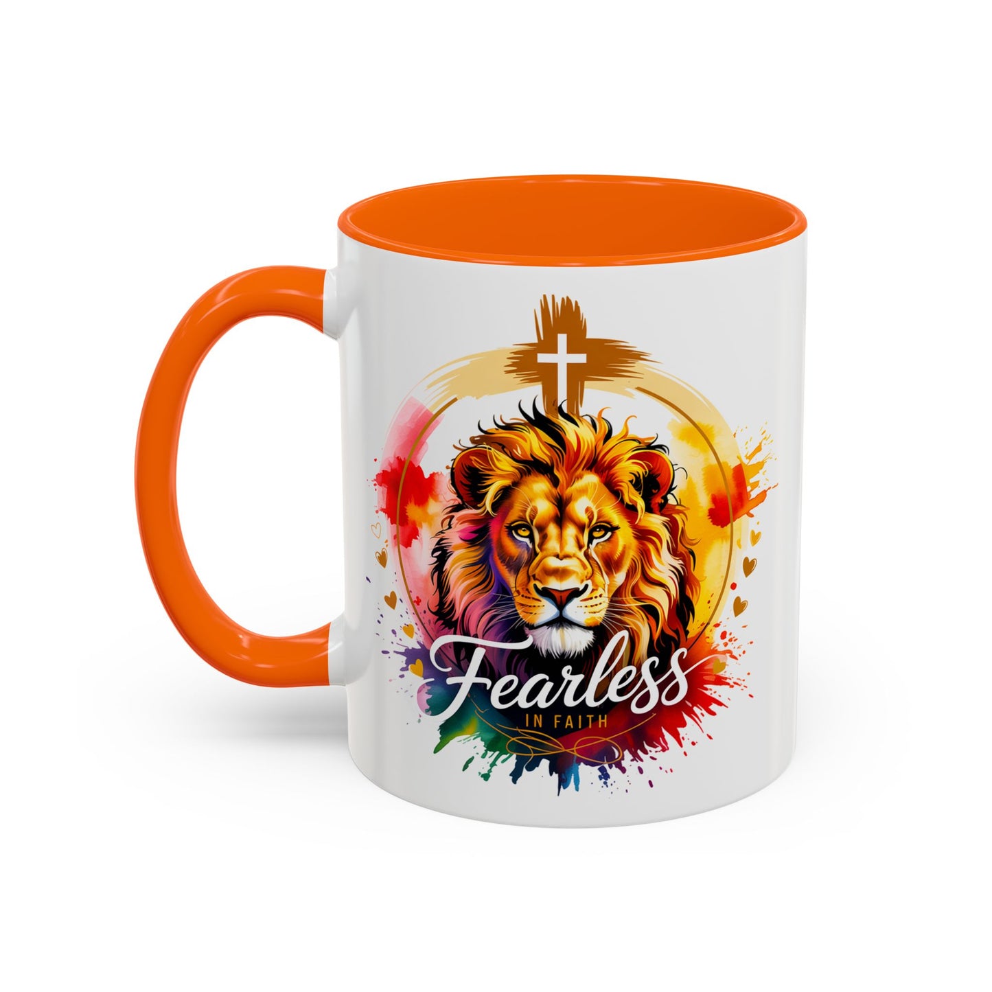 Fearless in Faith Lion Coffee Accent Mug - 11oz & 15oz Inspirational Drinkware