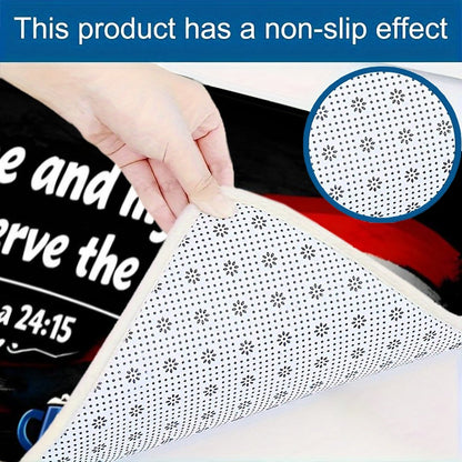 We Will Serve The Lord American Patriotic Christian Kitchen Mat