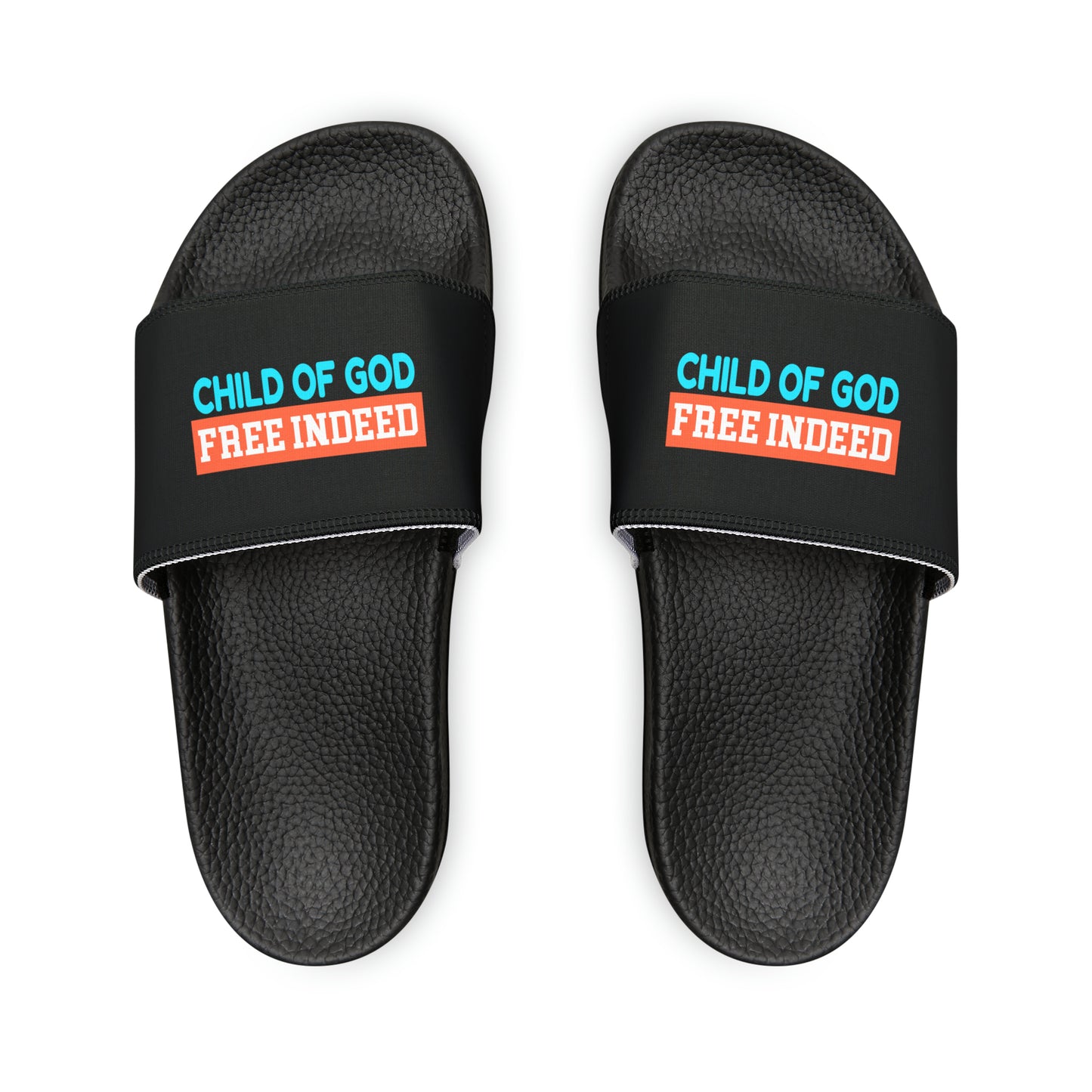 Child Of God Free Indeed Women's PU Christian Slide Sandals Printify