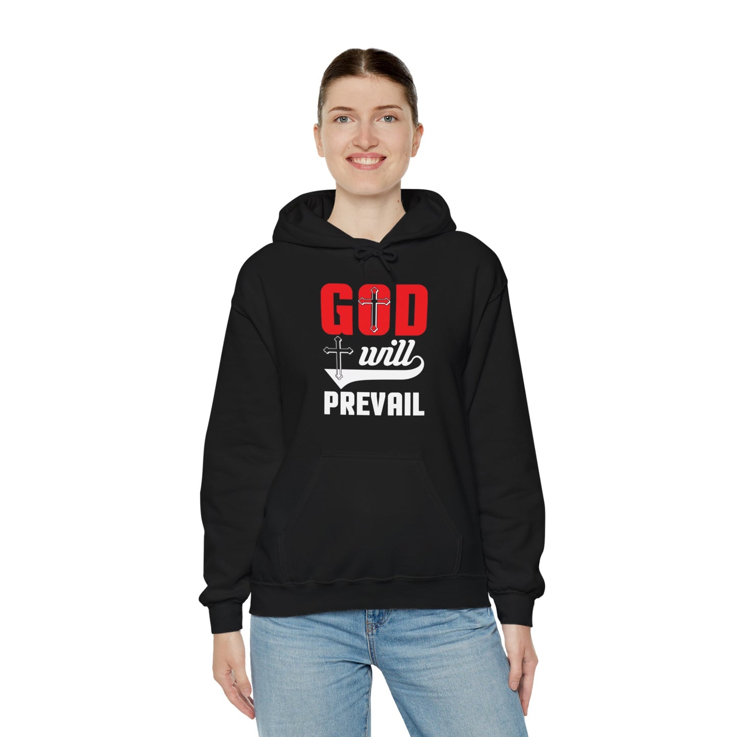 God Will Prevail Unisex Christian Hooded Pullover Sweatshirt