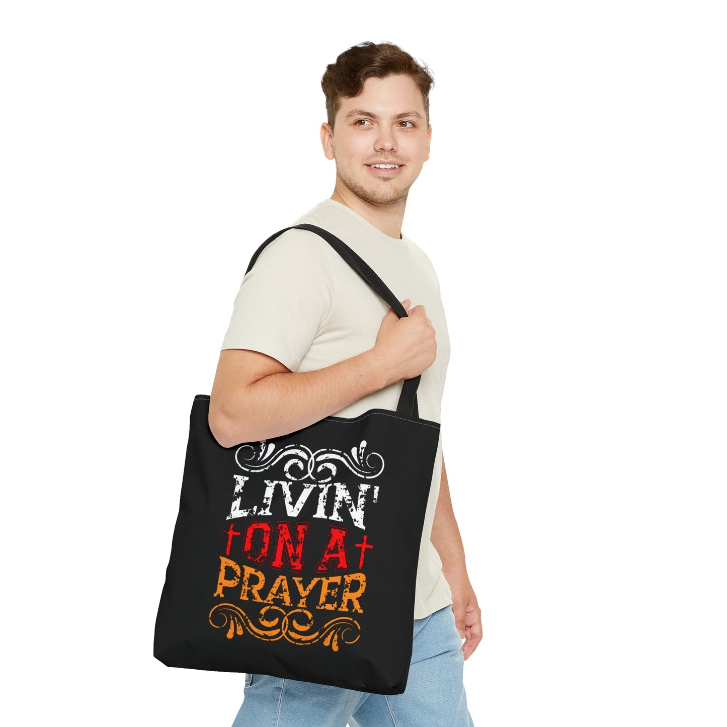 Livin On A Prayer Christian Tote Bag Printify