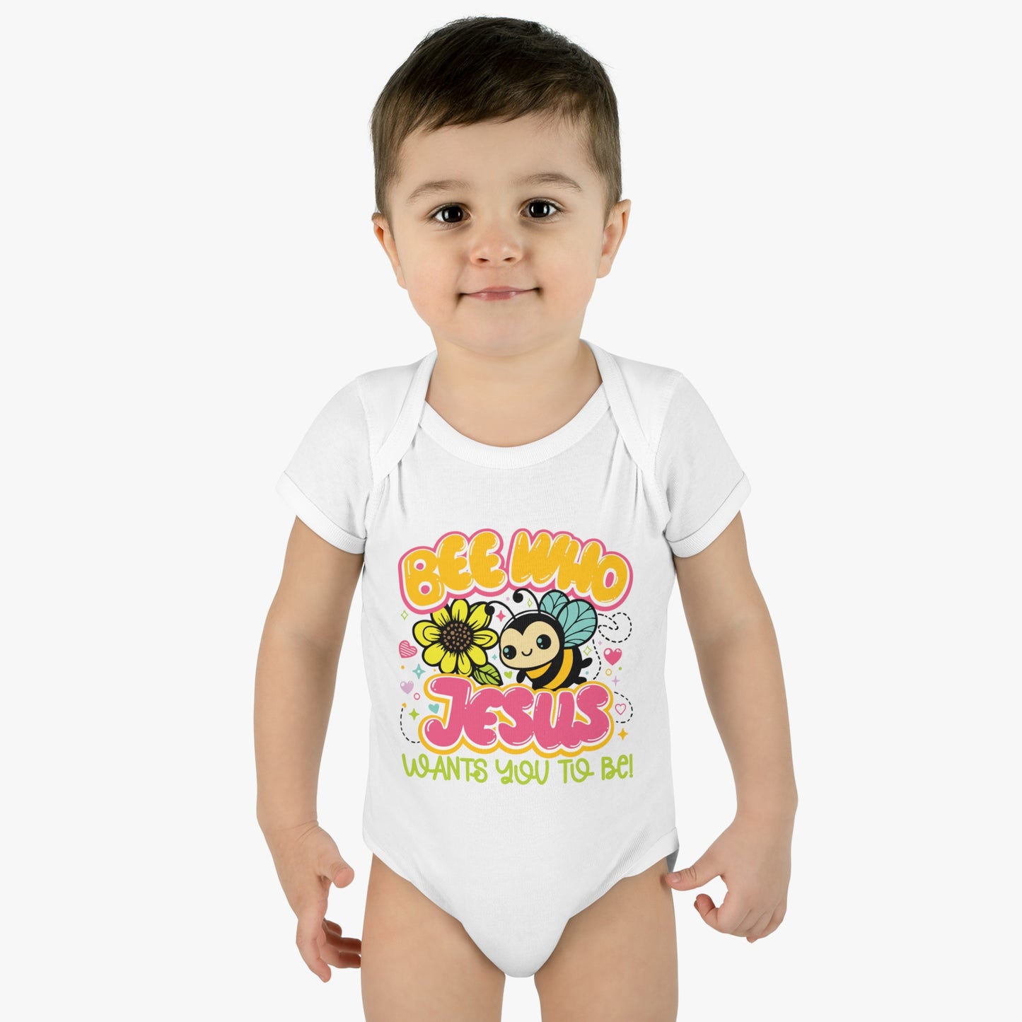 Bee Who Jesus Wants You To Be  Christian Baby Onesie