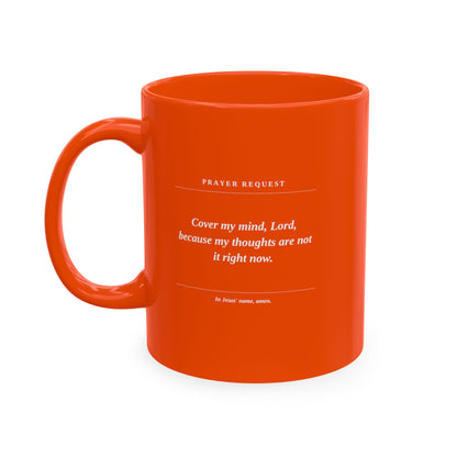 Prayer & Protection Scripture Ceramic Mug — 'Prayer Request' Inspirational Coffee Cup