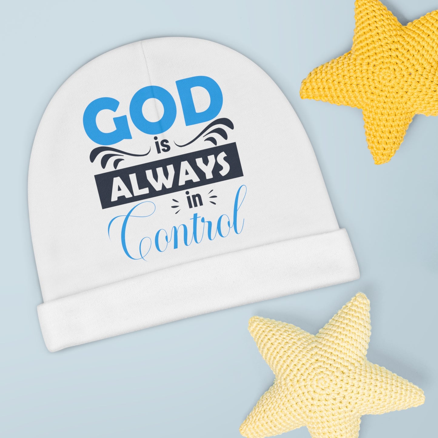 God Is Always In Control Christian Baby Beanie (AOP) Printify