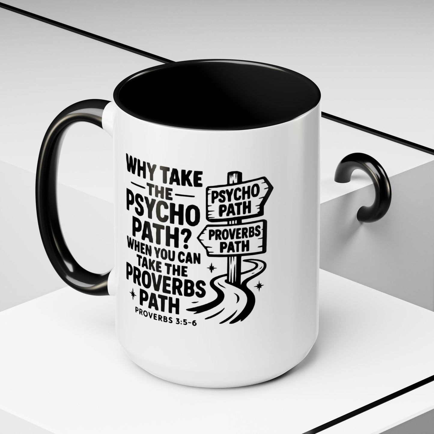 Inspirational Quote Accent Coffee Mug - Perfect Gift for Motivational Moments, Office Desk Essentials, Christian Gifts, Proverbs 3:5-6