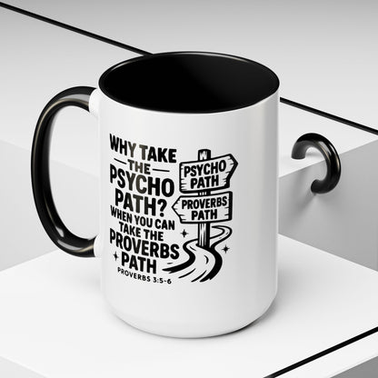 Inspirational Quote Accent Coffee Mug - Perfect Gift for Motivational Moments, Office Desk Essentials, Christian Gifts, Proverbs 3:5-6