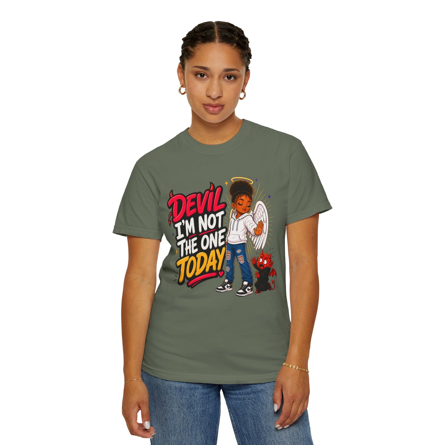 Devil I'm Not the One Today T-Shirt — Funny Angel vs Devil Graphic Tee - ClaimedbyGodDesigns