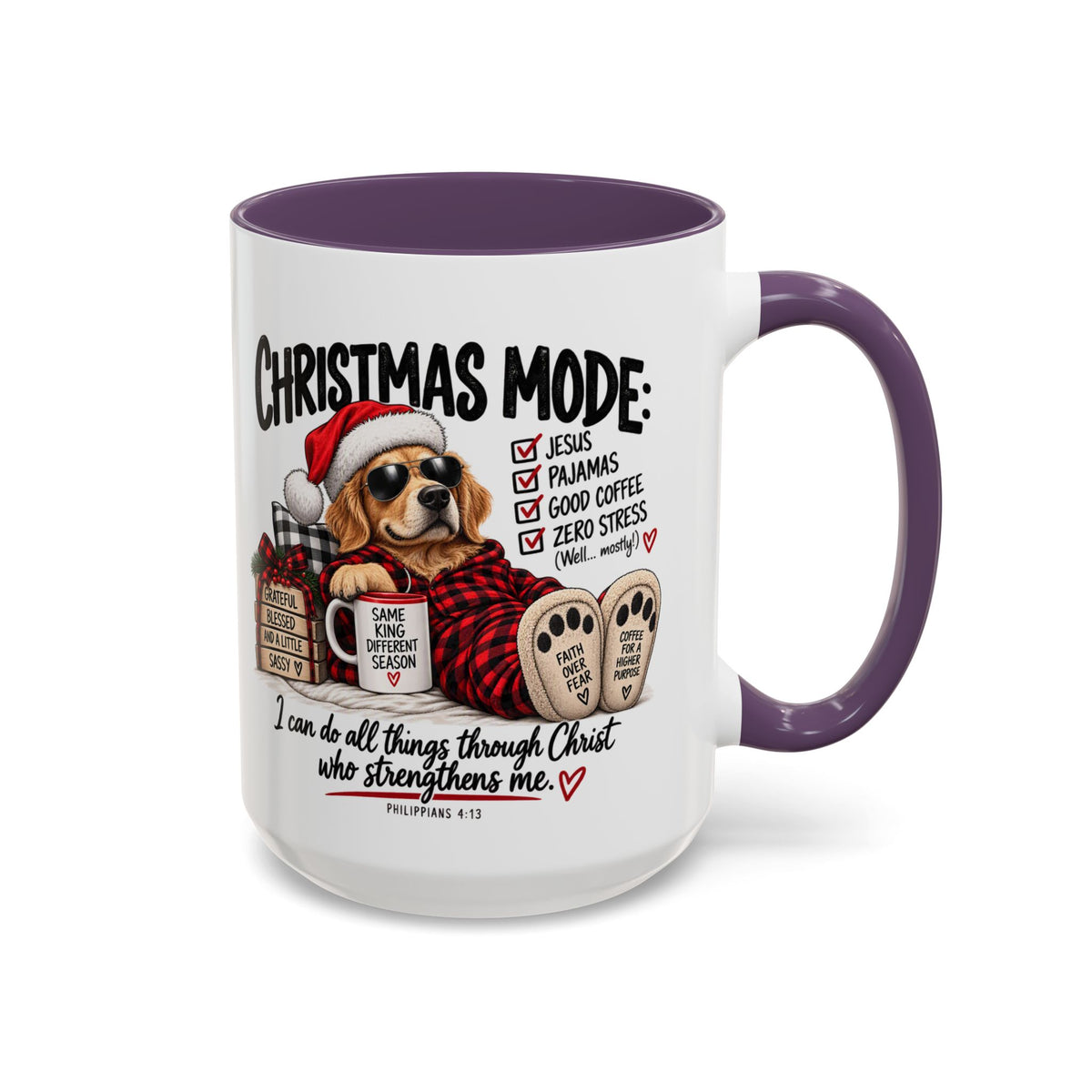 Christmas Mode: Jesus, Pajamas, Good Coffee Dog Coffee Mug