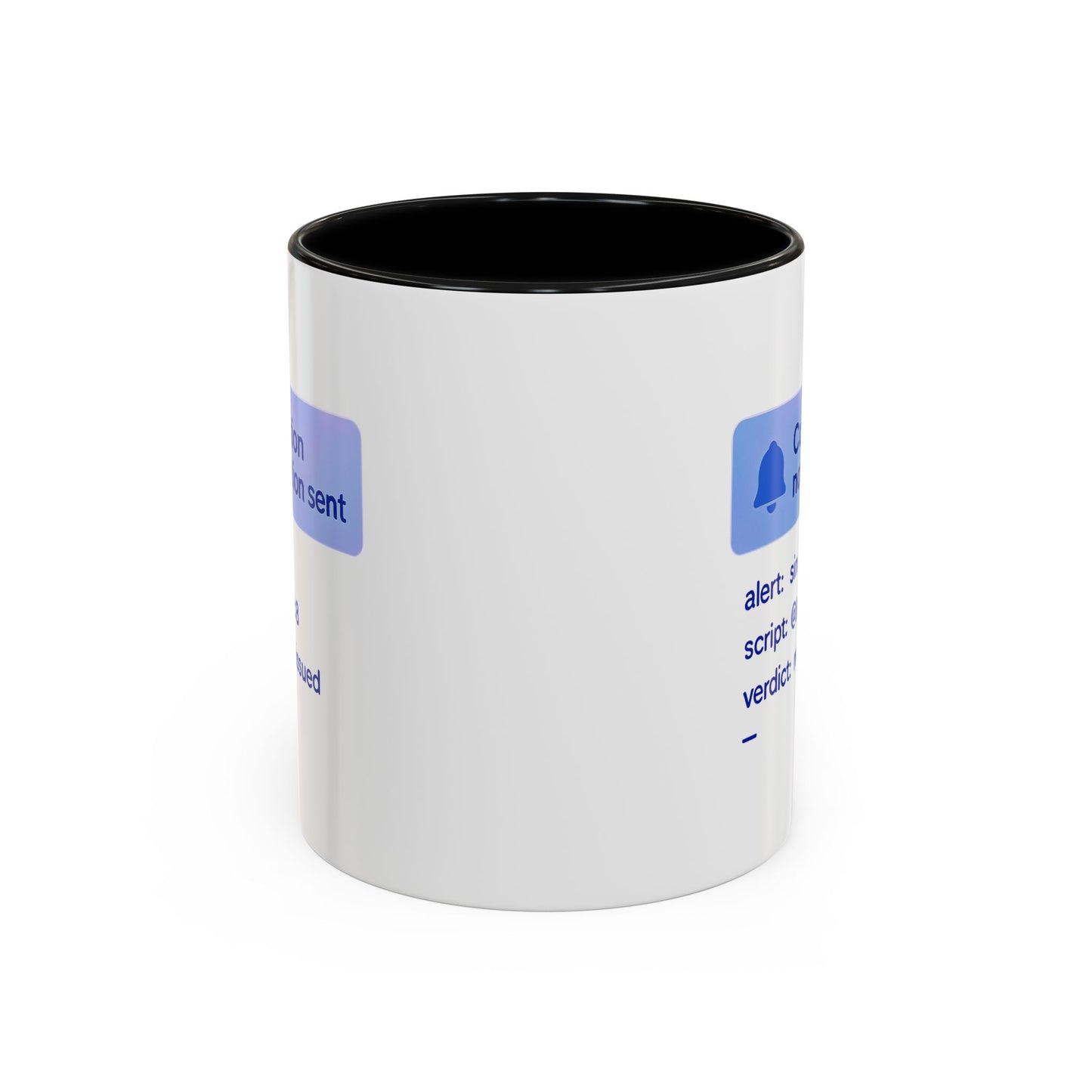 Conviction Notification Accent Coffee Mug - Unique Gift for Christians, Bible Study, Inspirational Drinkware, Alert and Verdict Theme - ClaimedbyGodDesigns