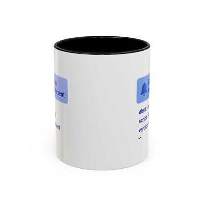 Conviction Notification Accent Coffee Mug - Unique Gift for Christians, Bible Study, Inspirational Drinkware, Alert and Verdict Theme - ClaimedbyGodDesigns