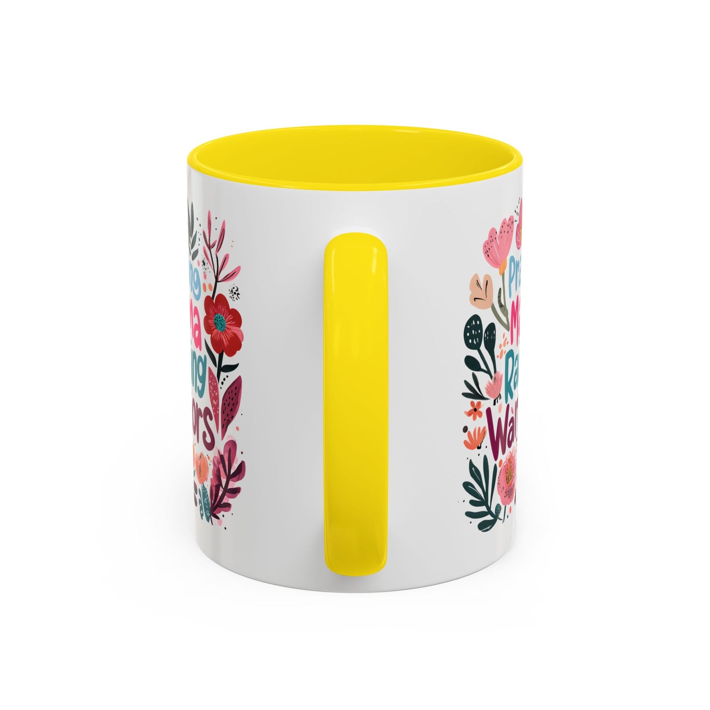 Floral Inspirational Coffee Accent Mug - Praying Mama Raising Warriors, Gift for Moms, Mother's Day Mug, Motivational Cup, Unique Kitchenware