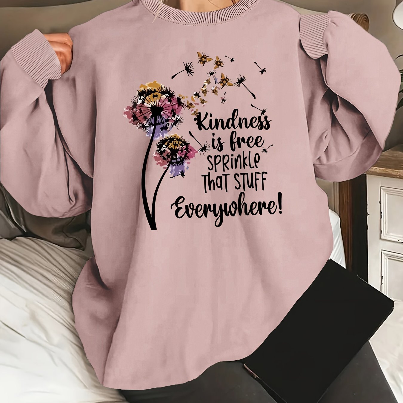 Kindness Is Free Sprinkle That Stuff Everywhere Women's Christian Pullover Sweatshirt claimedbygoddesigns