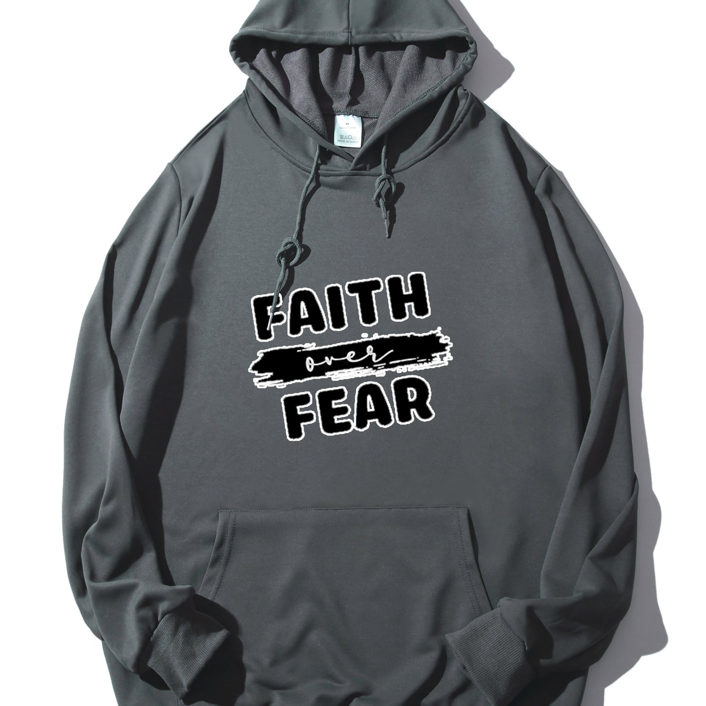 FAITH OVER FEAR Men's Christian Pullover Hooded Sweatshirt claimedbygoddesigns