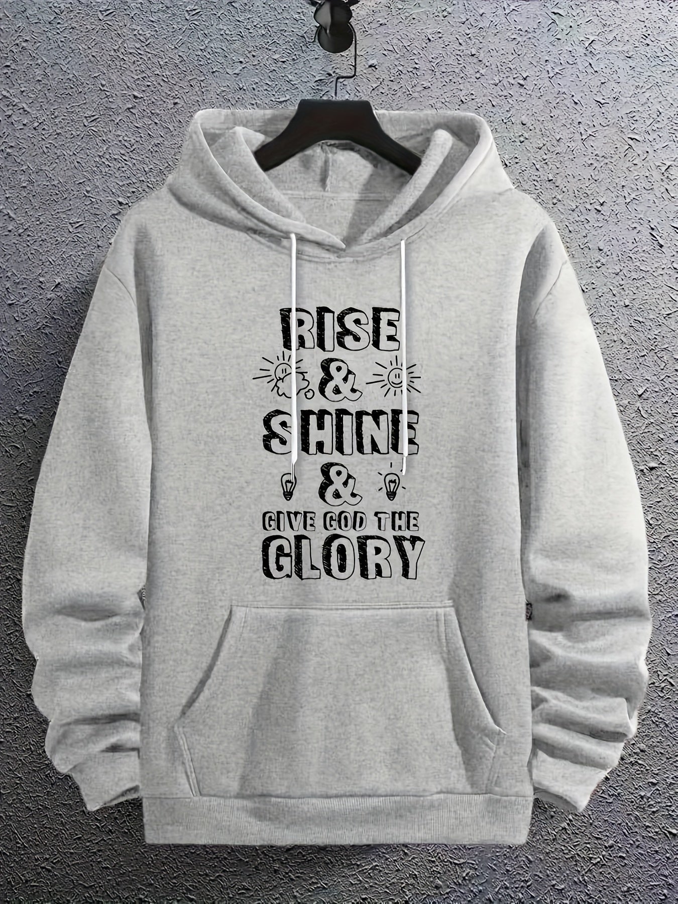 Rise & Shine & Give God The Glory Men's Christian Pullover Hooded Sweatshirt claimedbygoddesigns