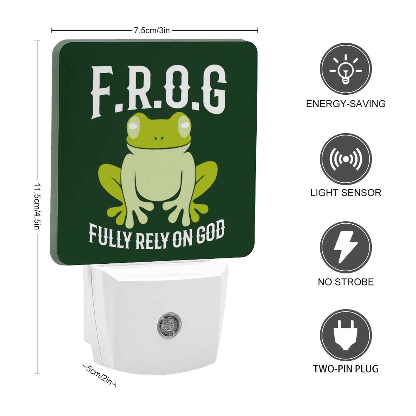 Fully Rely On Him (frog) Christian Night Light For Kids - ClaimedbyGodDesigns