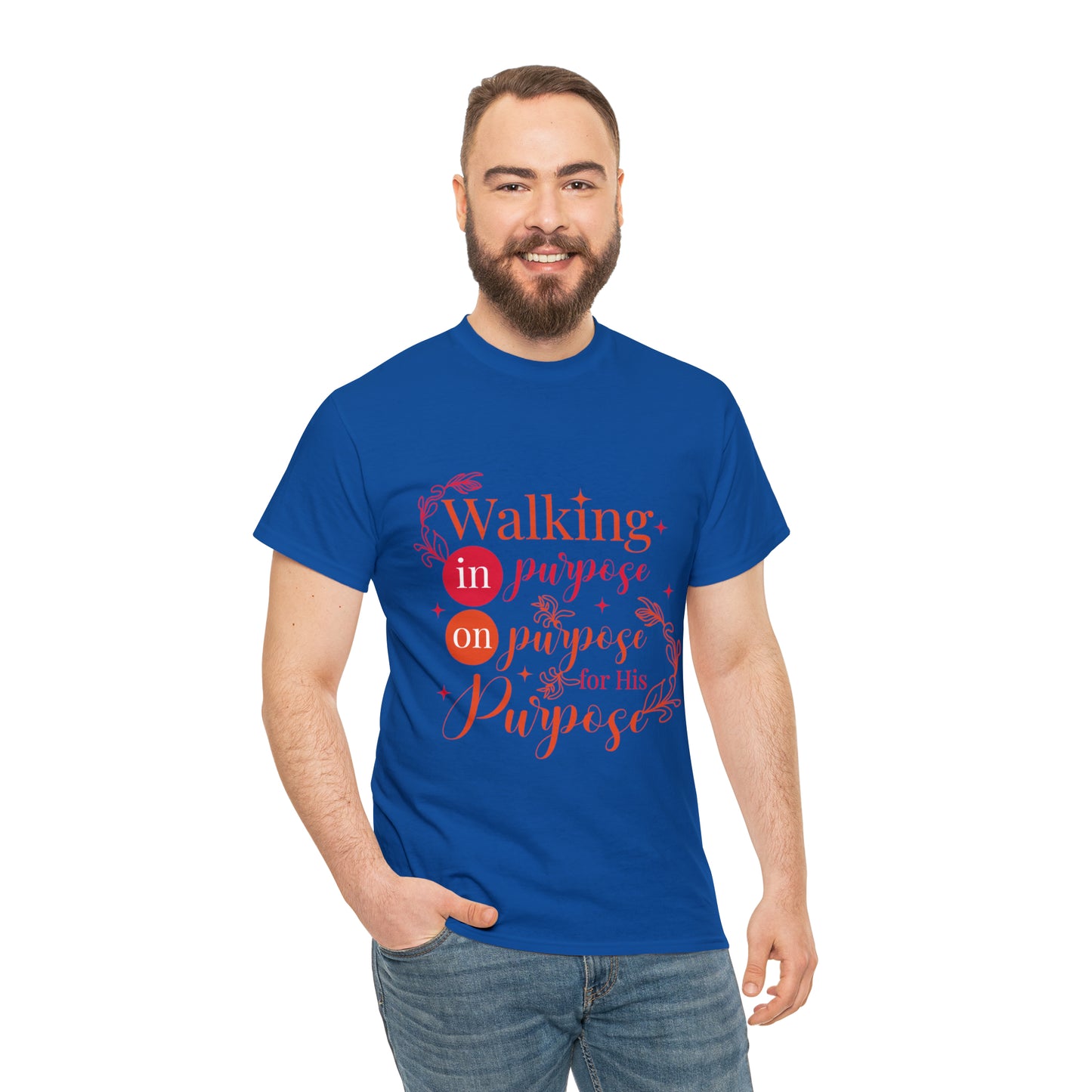 Walking In Purpose On Purpose For His Purpose Unisex Heavy Cotton Tee