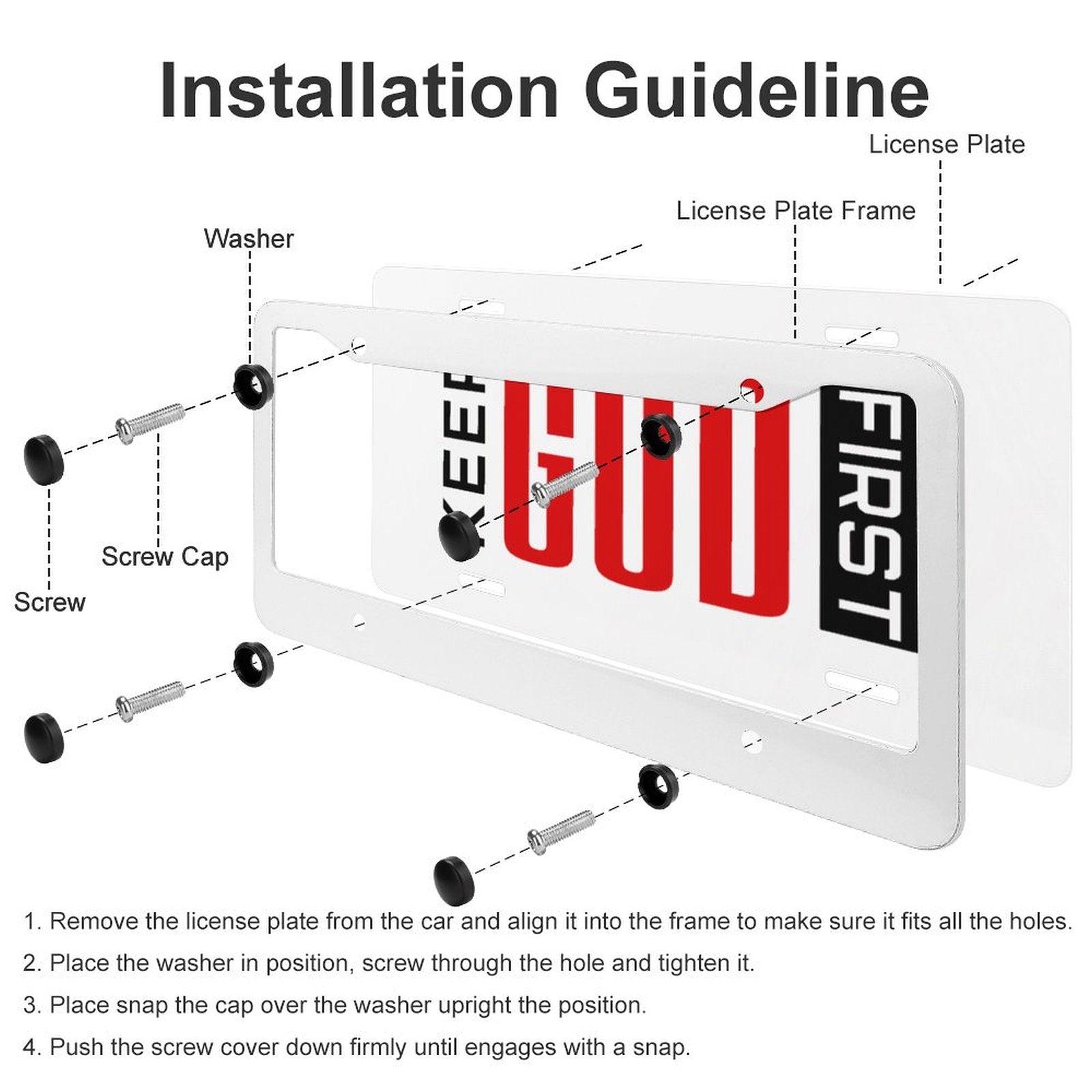 Keep Him First Christian License Plate (4 Round Holes) - ClaimedbyGodDesigns