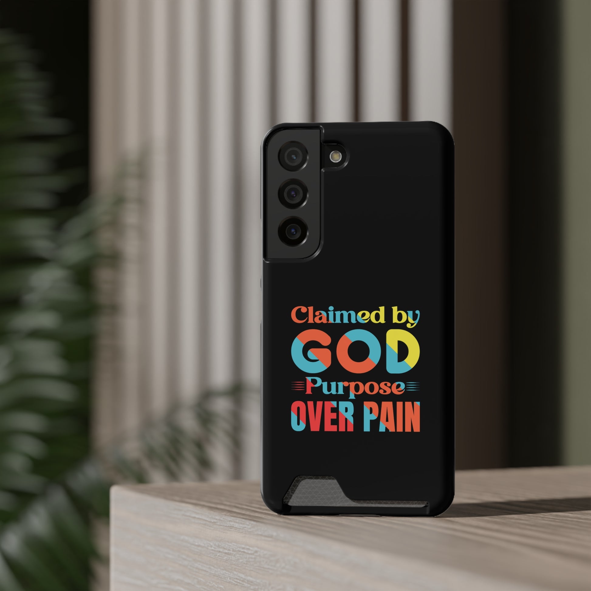 Claimed By God Purpose Over Pain Christian Phone Case With Card Holder Printify