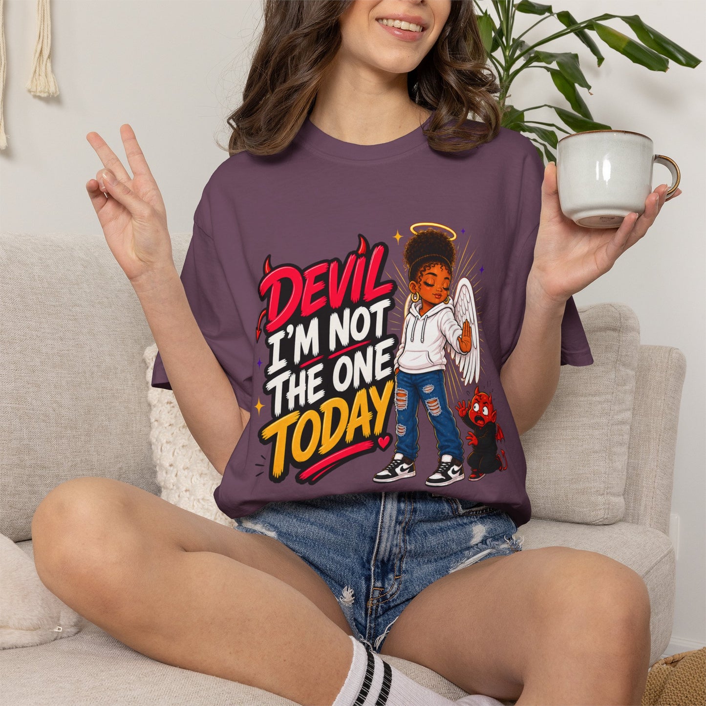 Devil I'm Not the One Today T-Shirt — Funny Angel vs Devil Graphic Tee - ClaimedbyGodDesigns