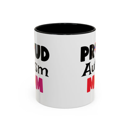 Proud Autism Mom Coffee Mug - Colorful Heart Design (11, 15oz)