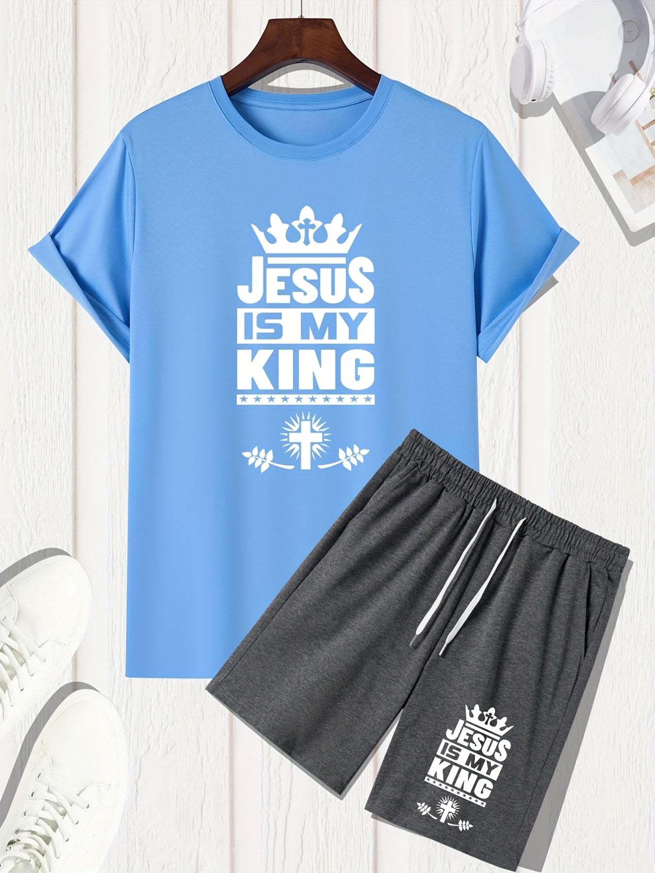 JESUS IS MY KING Men's Christian Casual Outfit claimedbygoddesigns