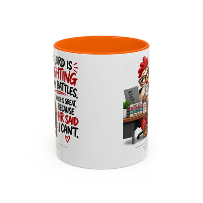 Inspirational Accent Coffee Mug — “The Lord Is Fighting My Battles” Faith Quote (11/15oz)