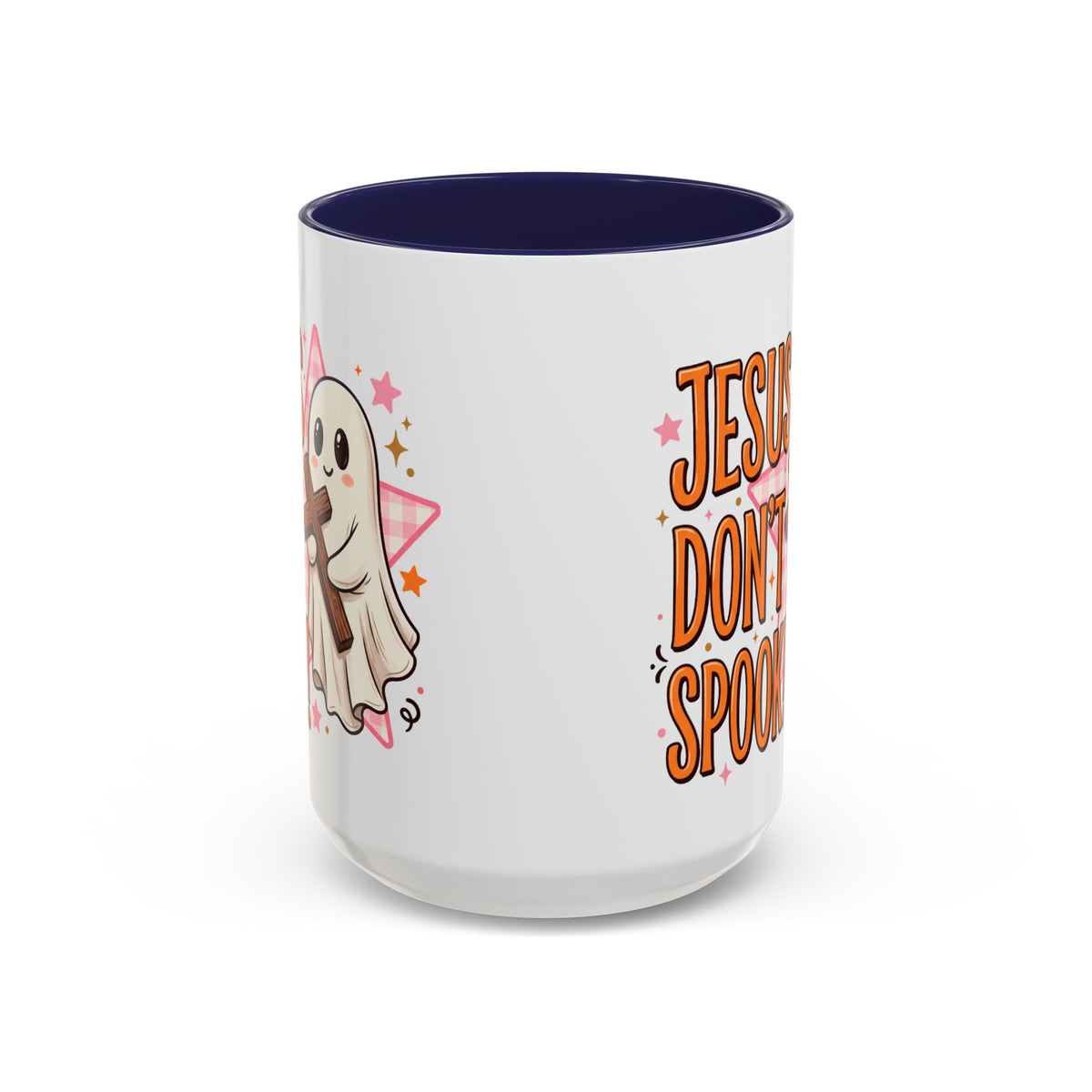 Accent Coffee Mug — "Jesus Don't Spook!" Cute Ghost Christian Coffee Mug (11/15oz)