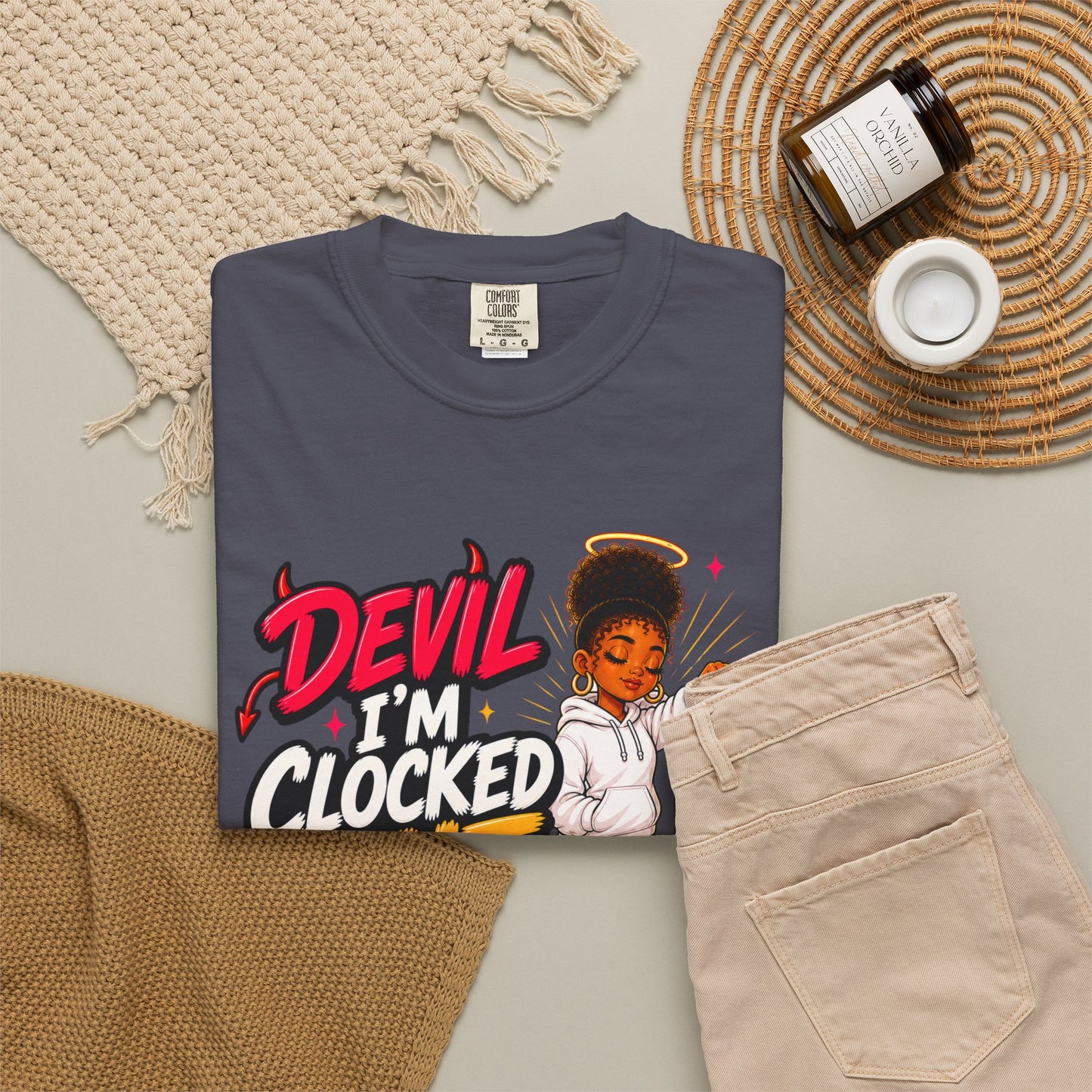 T-Shirt — "Devil I'm Clocked Out for Drama" Graphic Tee - ClaimedbyGodDesigns