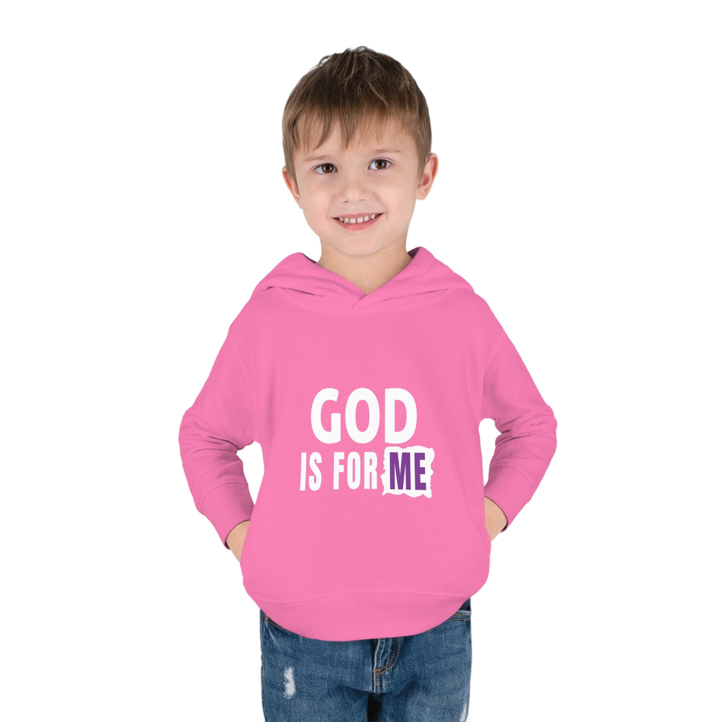 God Is For Me Christian Toddler Pullover Fleece Hoodie Printify