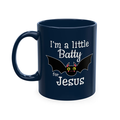 I'm a Little Batty for Jesus Mug – Christian Halloween Ceramic Coffee Cup