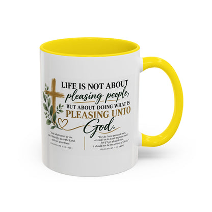 Christian Coffee Mug – "Pleasing Unto God" Inspirational Accent Mug (11/15oz)