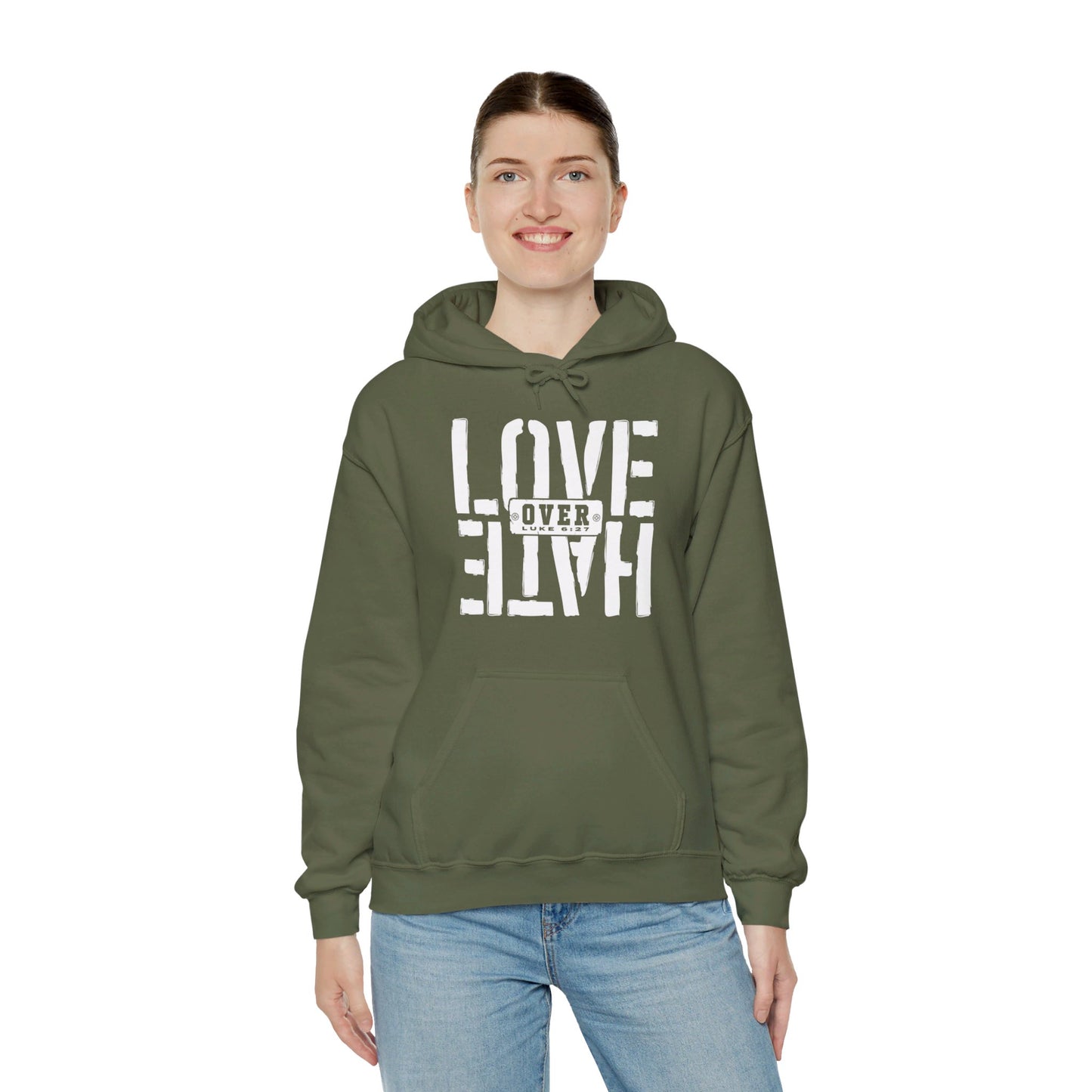 Love Over Hate Unisex Christian Pullover Hooded Sweatshirt