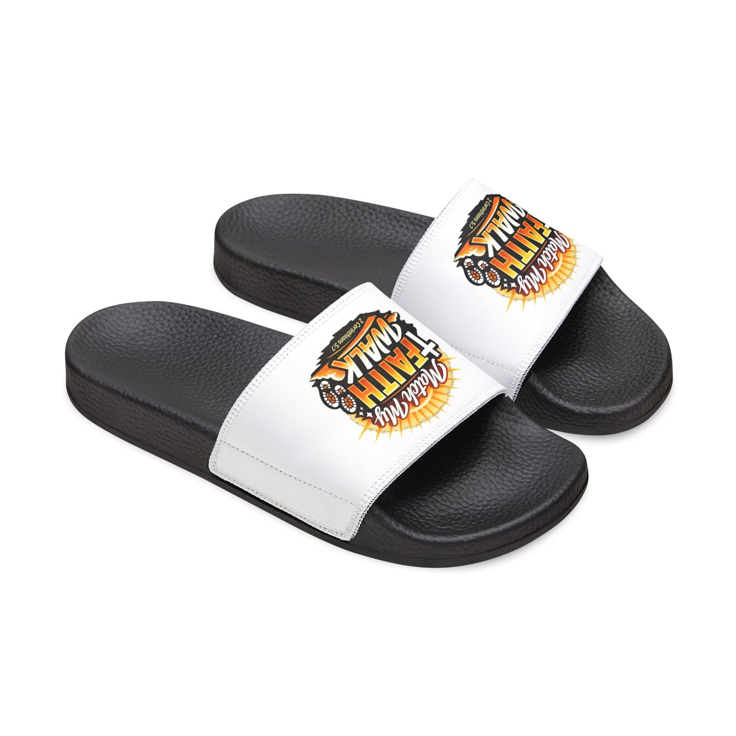 Youth Christian Slides — “Match My Faith Walk” Graphic Sandals