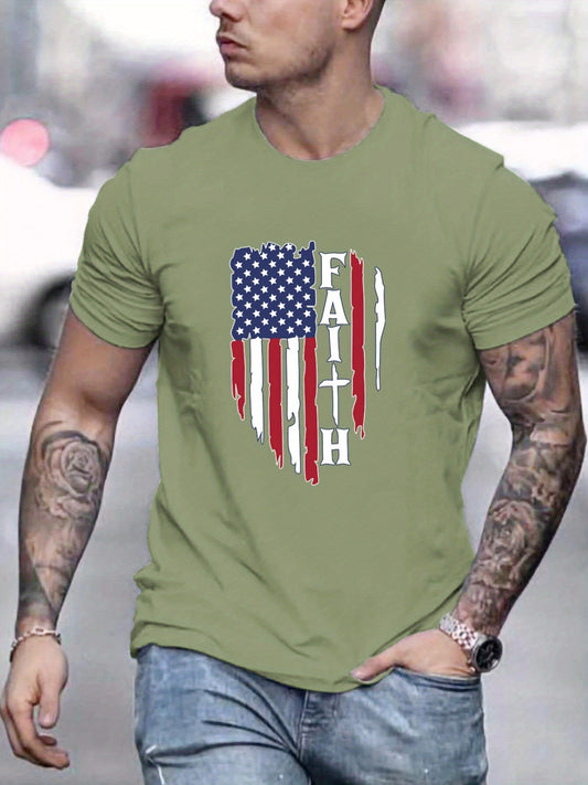 'Faith' Patriotic American Flag Men's Christian T-shirt claimedbygoddesigns