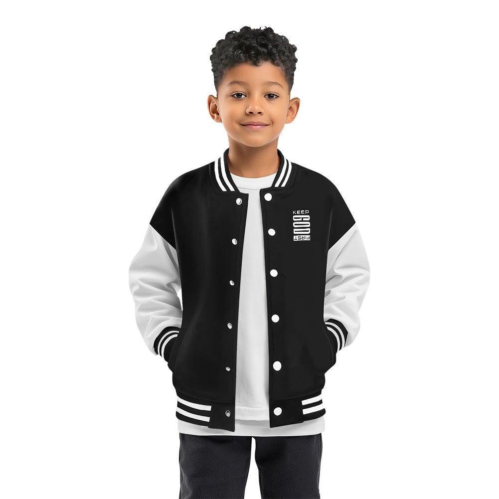 Keep Him First Christian Children's Letterman Jacket - ClaimedbyGodDesigns